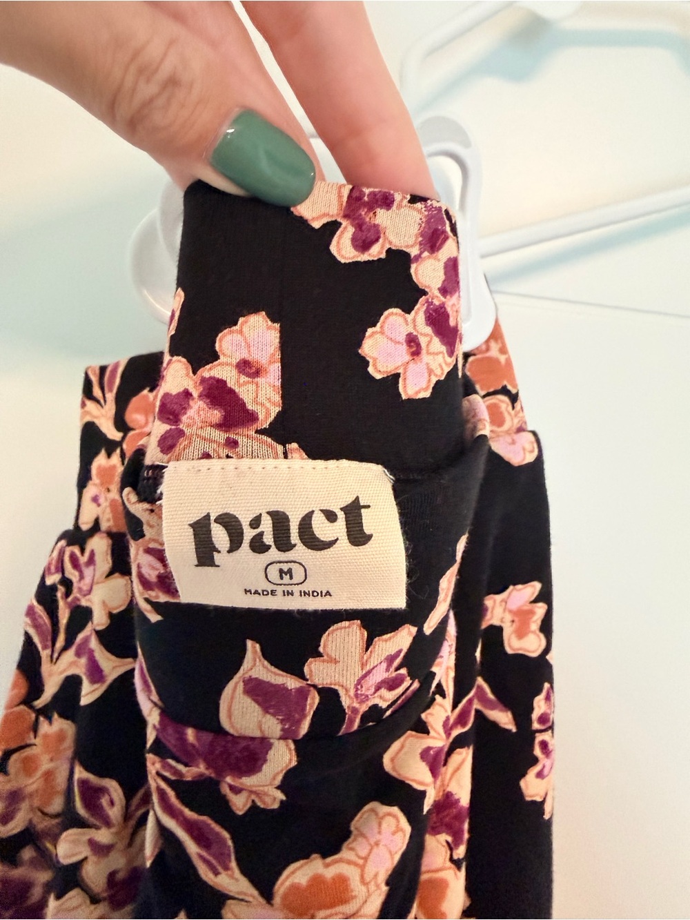 Pact Black Floral Midi Skirt with Peach & Pink Blooms NWOT - Picture 5 of 7